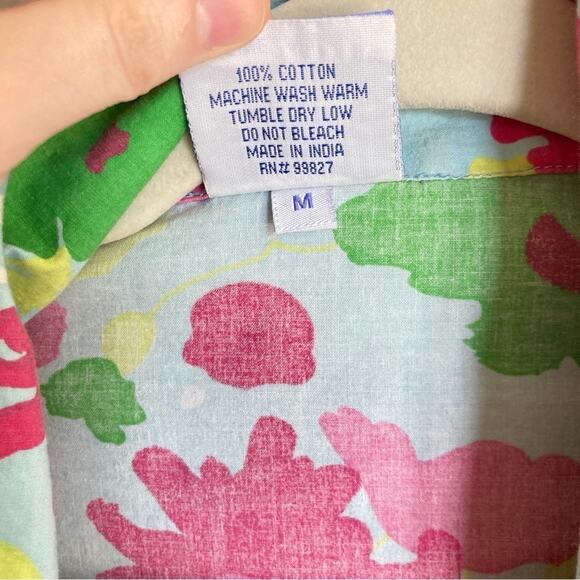 Pine Cone Hill Womens M Tropical Floral Button Front Pajama Shirt Retro Resort - Picture 7 of 7